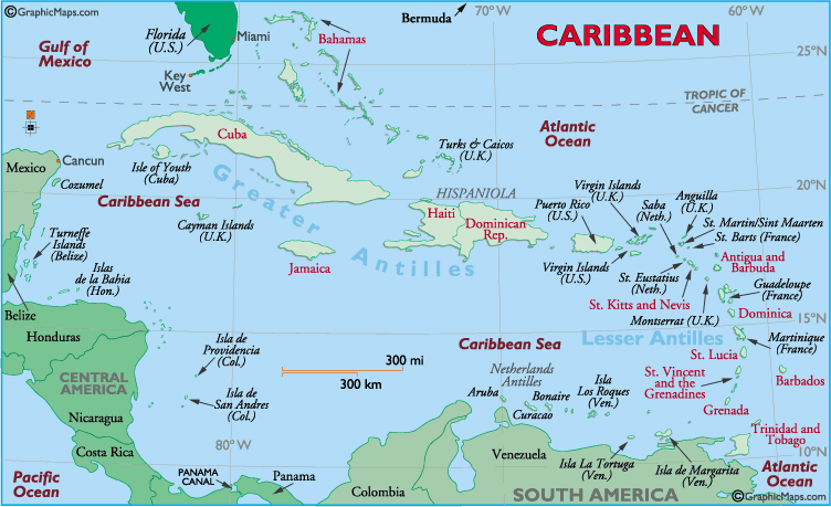 detailed map of the Caribbean Back to the world map